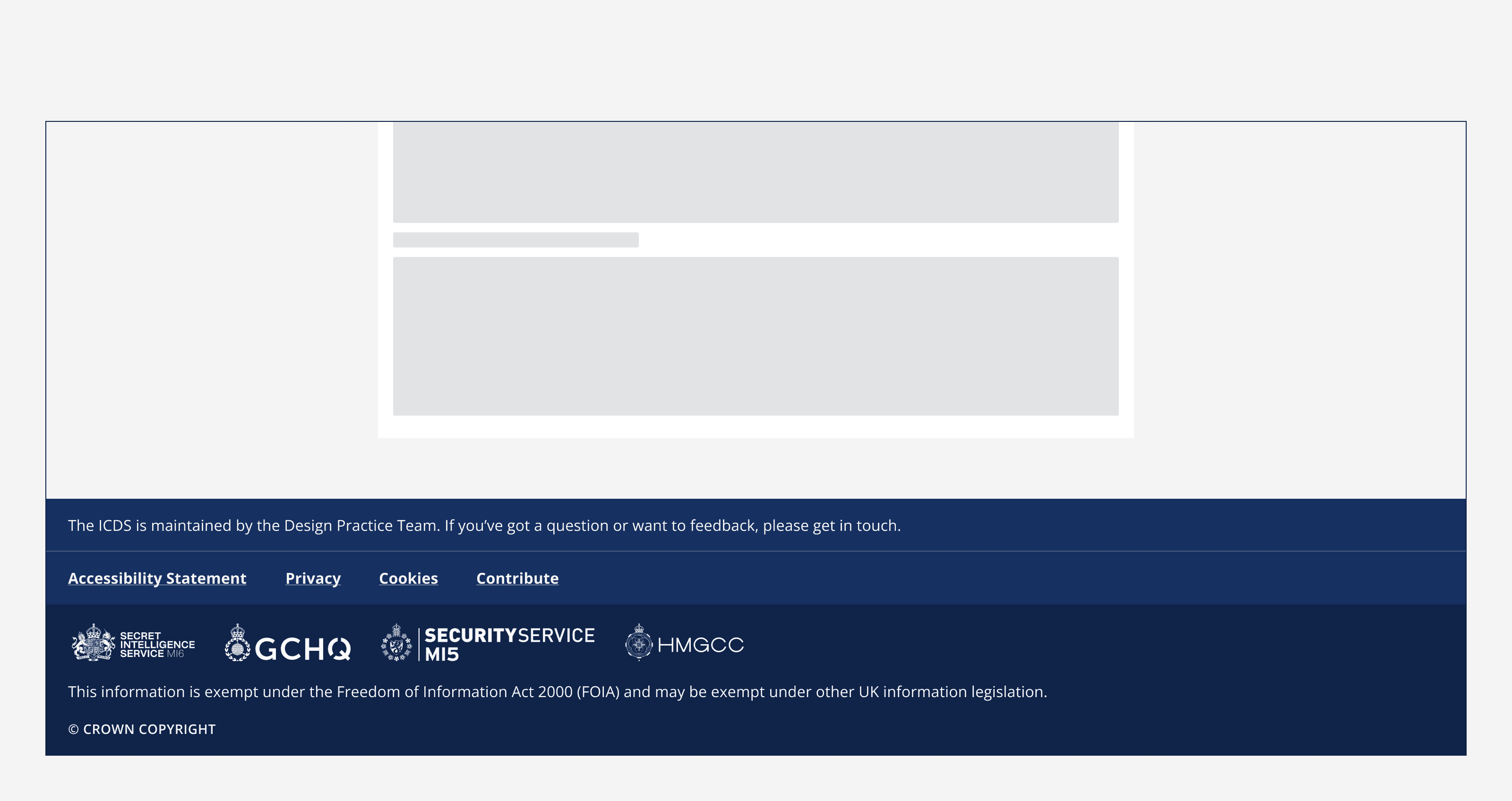 A footer component with its content aligned to the full width of the viewport.