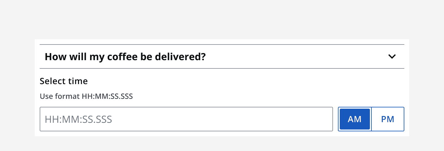 A time input shown mis-sized with a much wider form field, highlighting that inputs should not be stretched beyond their natural width.