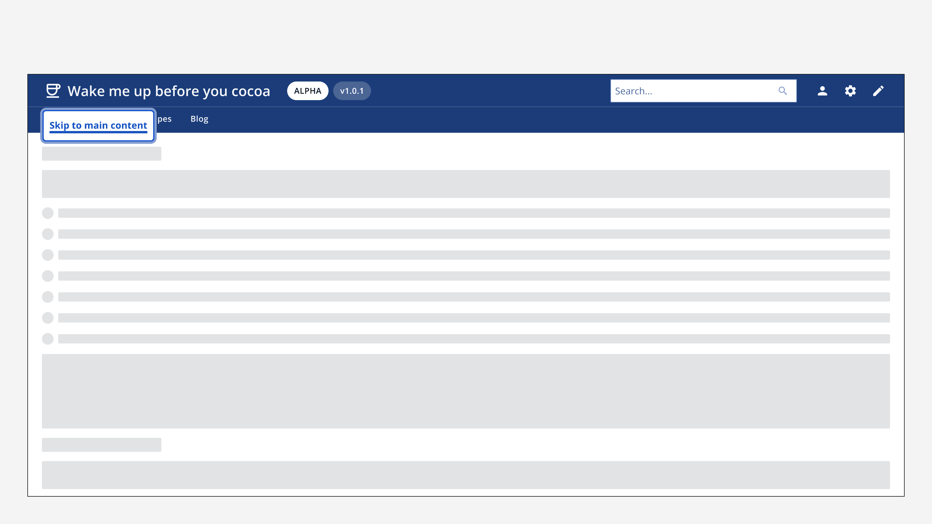 A skip link component appearing as the first item in a tree view