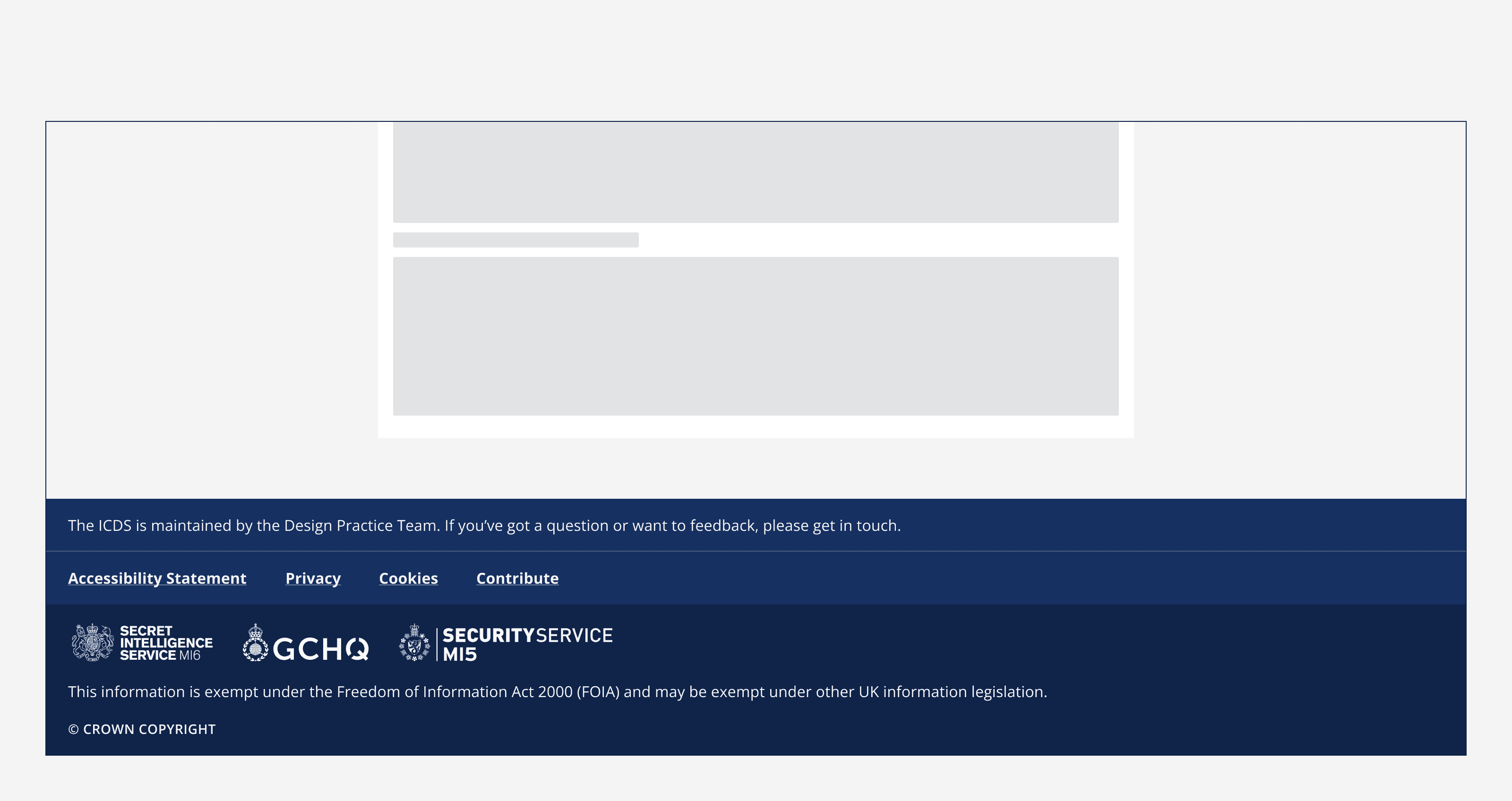 A footer component with its content aligned to the full width of the viewport.