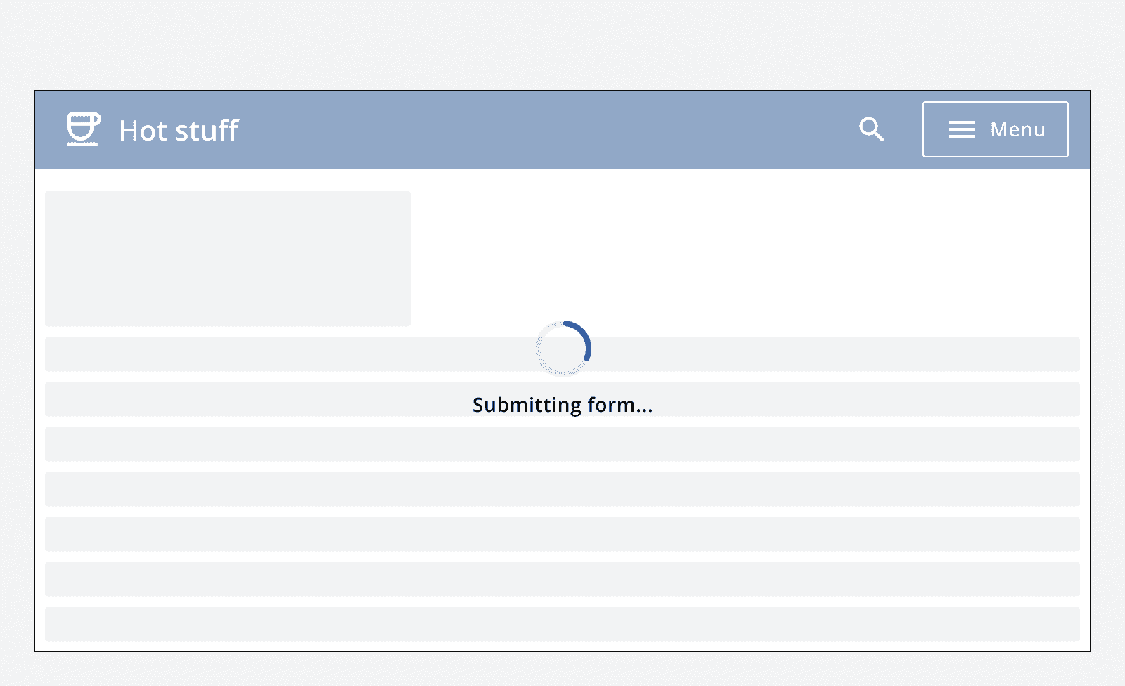 A loading indicator overlaid on a page filled with content.
