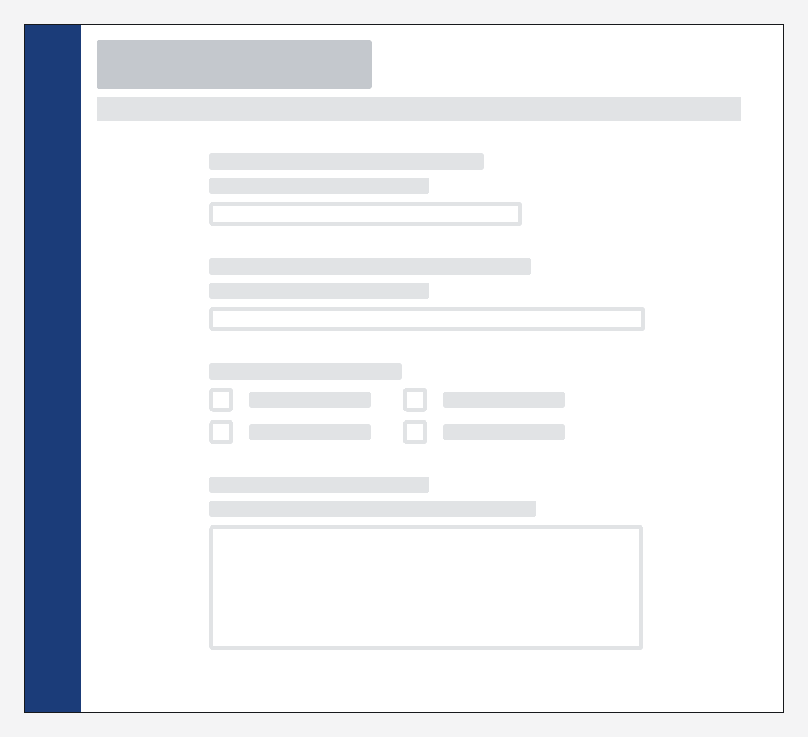 A bad example of a form that is centre-aligned, with a left-aligned page header.